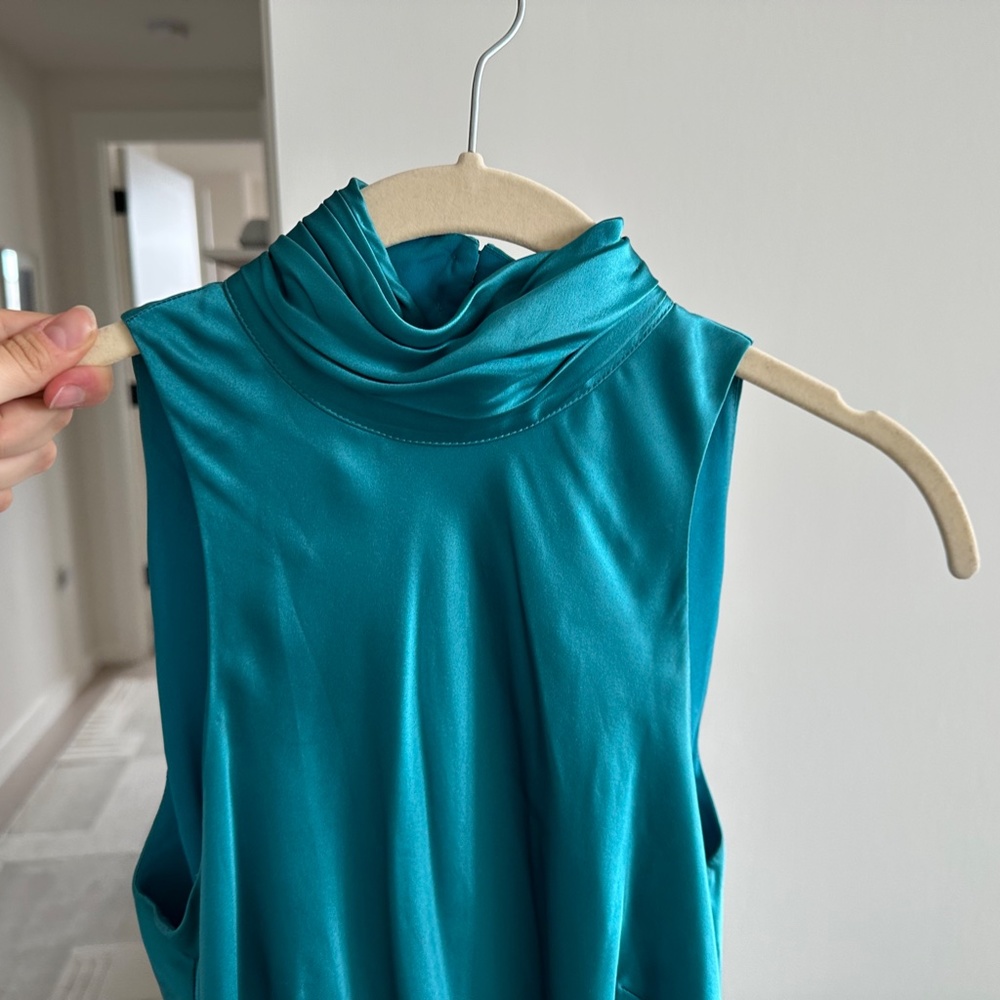 Cinq a Sept: short silk blue dress - Picture 5 of 7